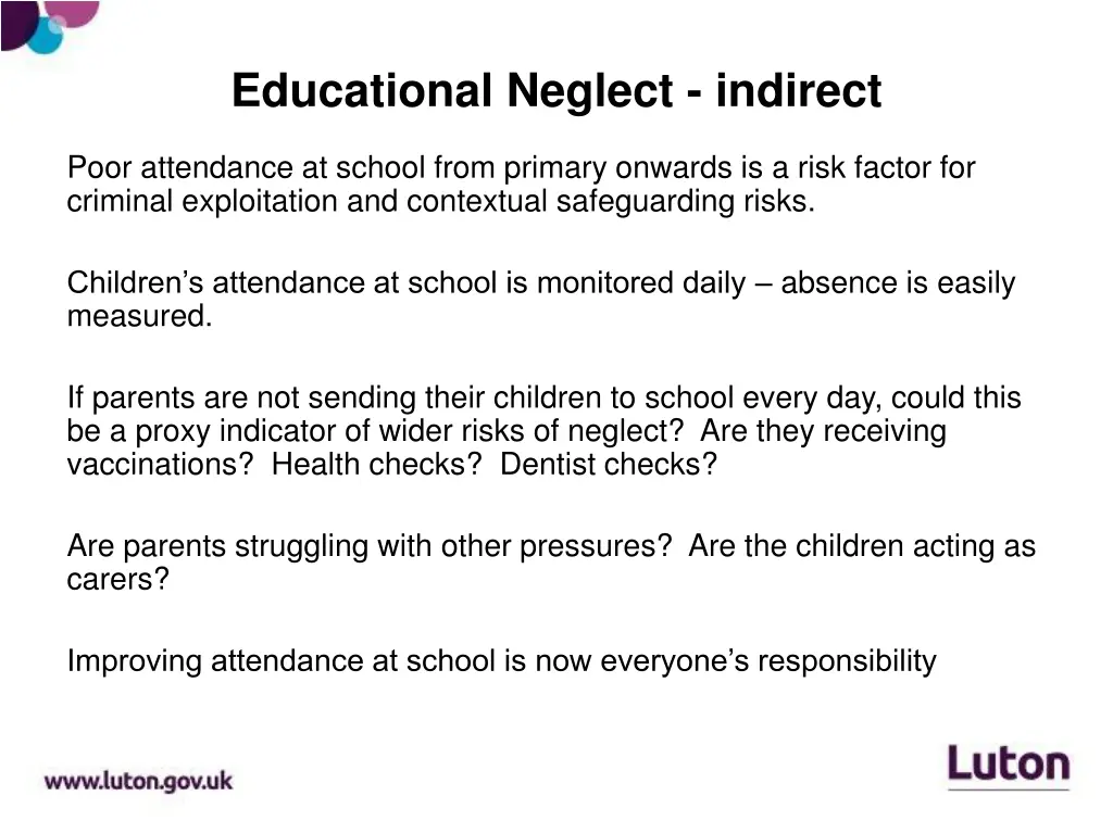 educational neglect indirect