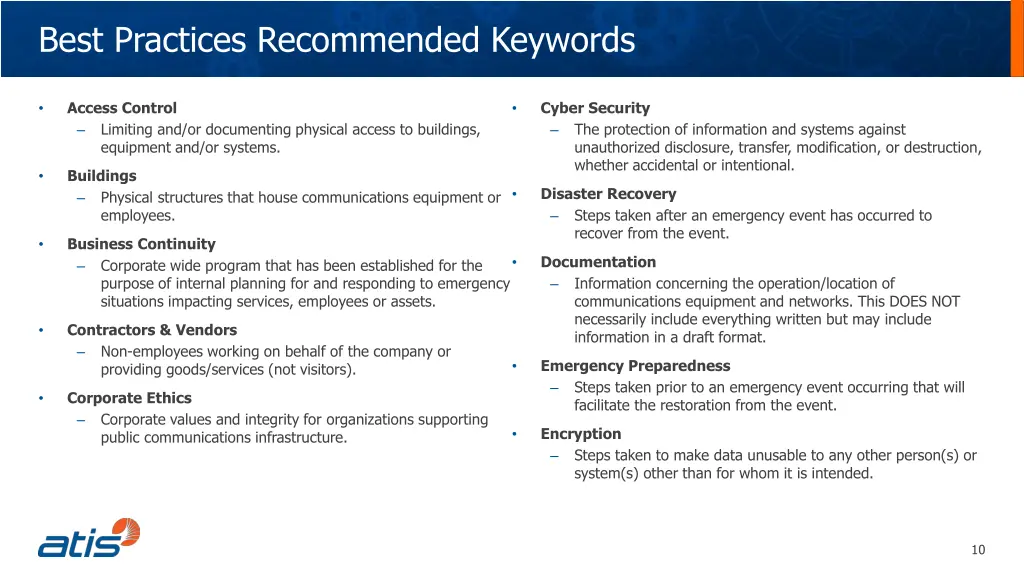 best practices recommended keywords