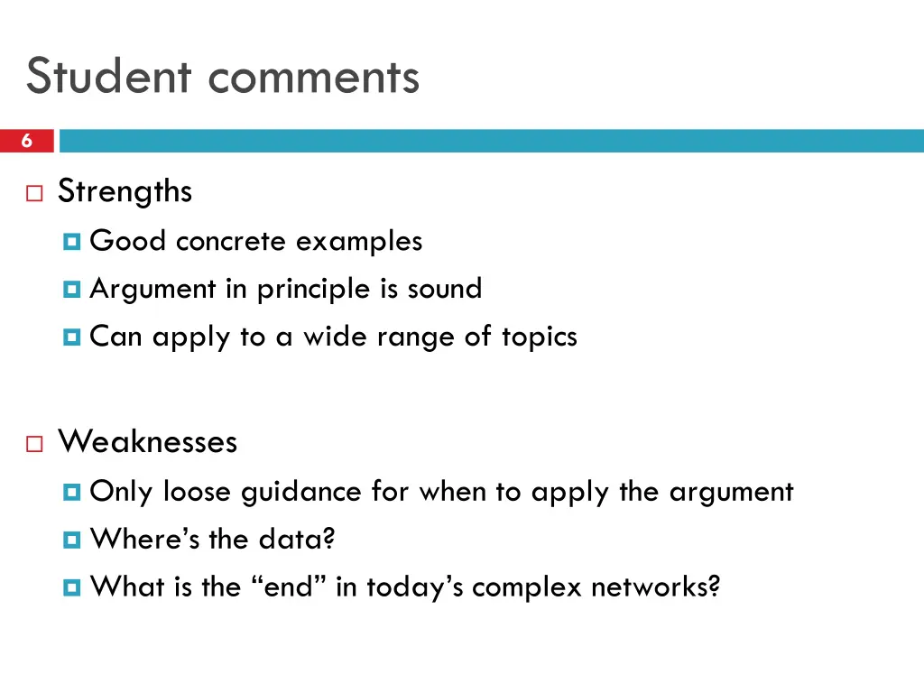 student comments
