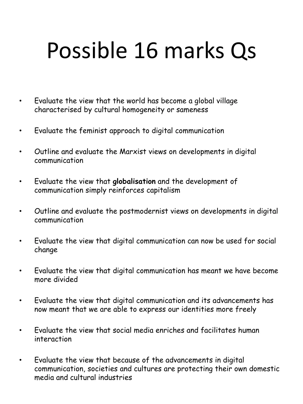 possible 16 marks qs