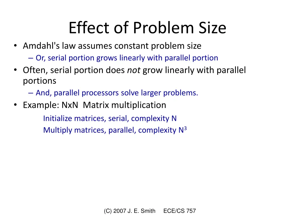 effect of problem size amdahl s law assumes