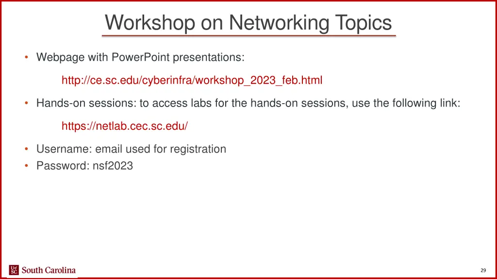 workshop on networking topics