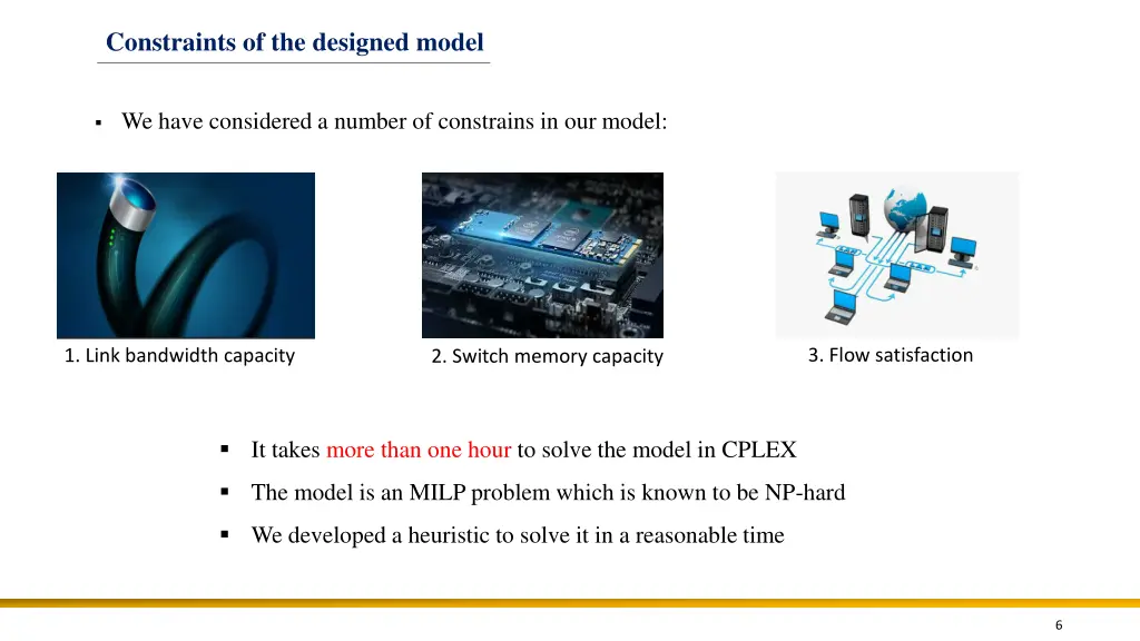constraints of the designed model