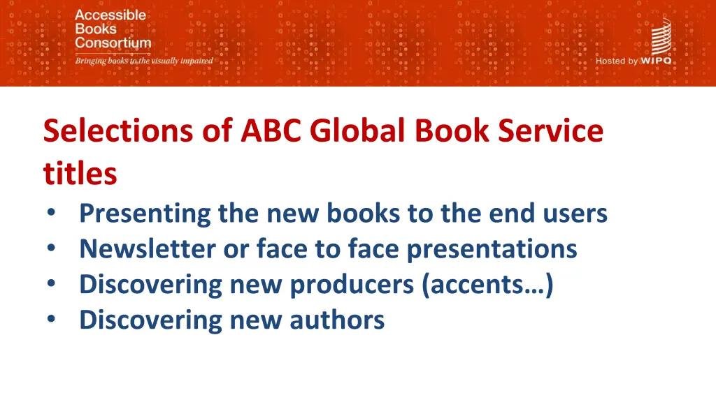 selections of abc global book service titles