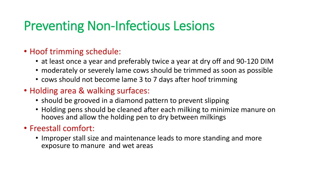 preventing non preventing non infectious lesions