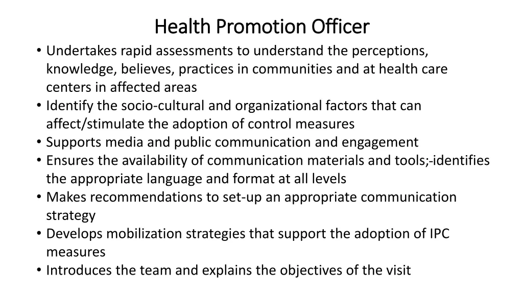 health health promotion promotion officer