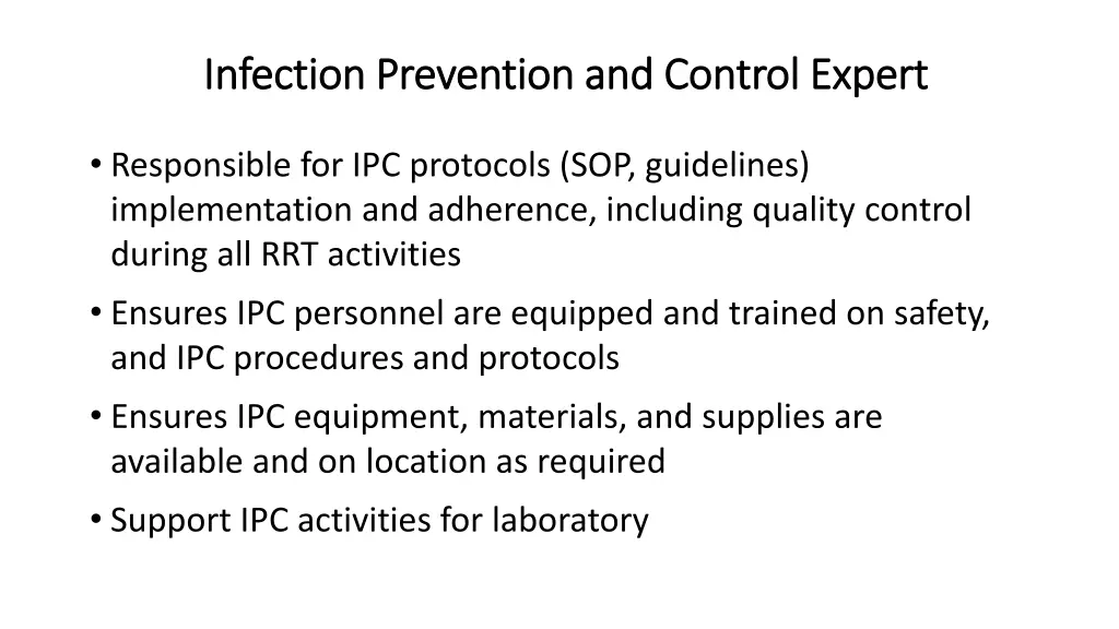 infection prevention and control expert infection