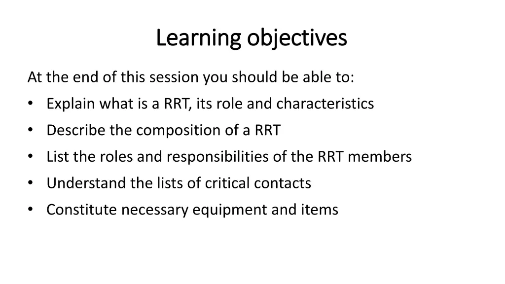 learning objectives learning objectives