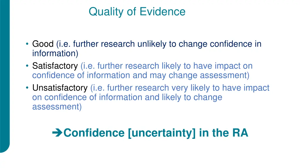 quality of evidence