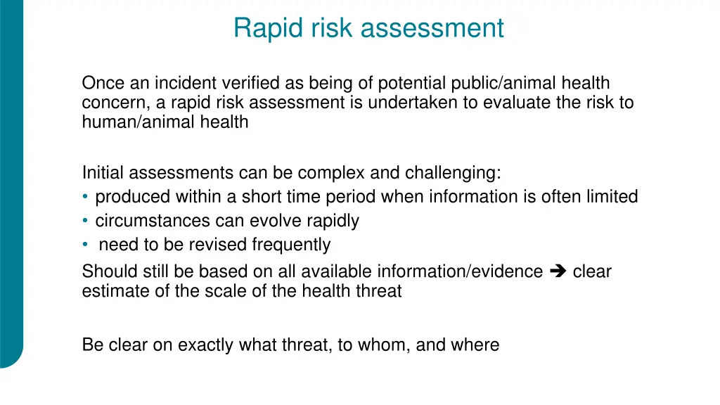 rapid risk assessment