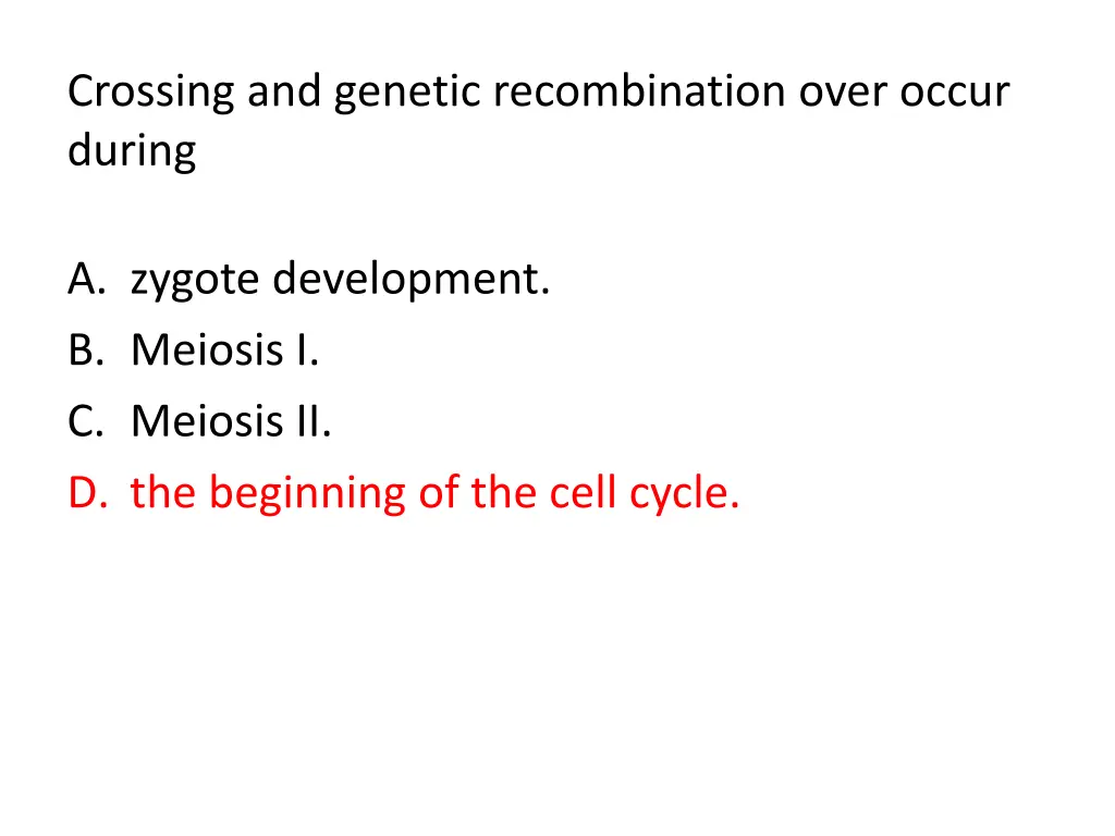 crossing and genetic recombination over occur