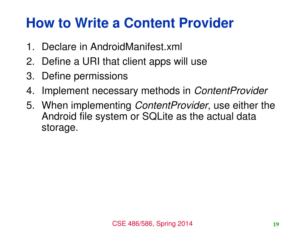 how to write a content provider