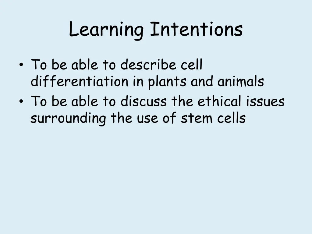 learning intentions