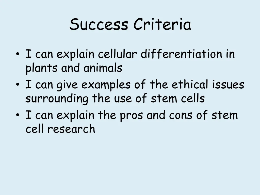 success criteria