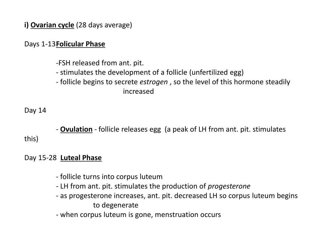i ovarian cycle 28 days average