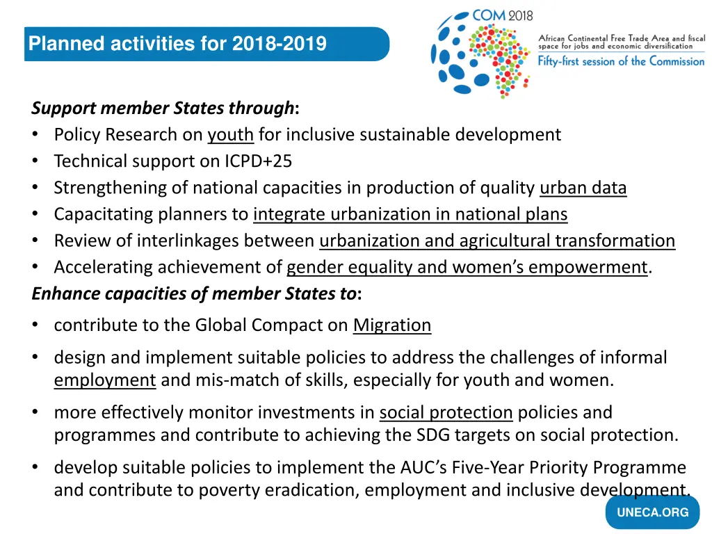 planned activities for 2018 2019 1