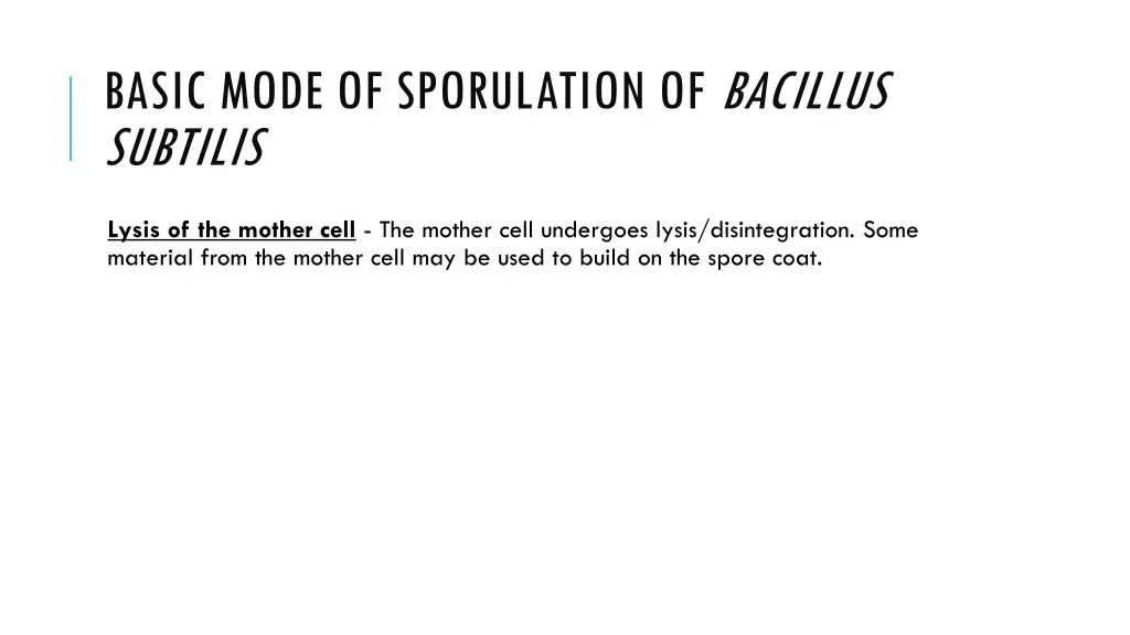 basic mode of sporulation of bacillus subtilis 6