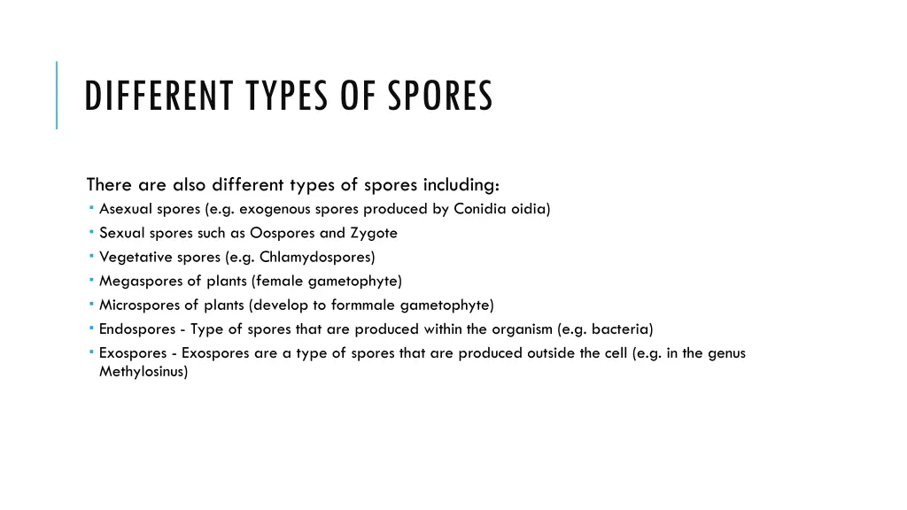 different types of spores