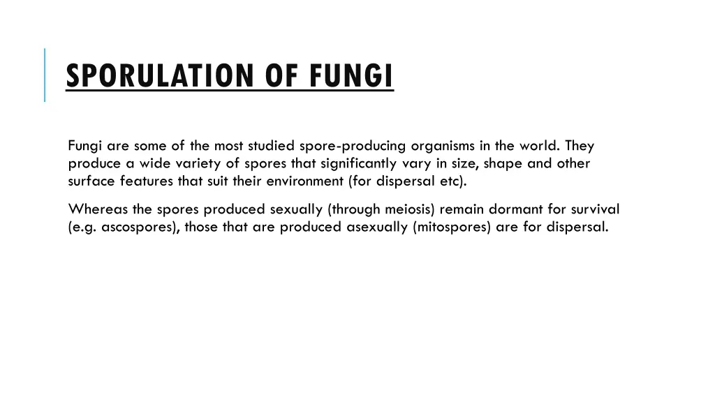 sporulation of fungi