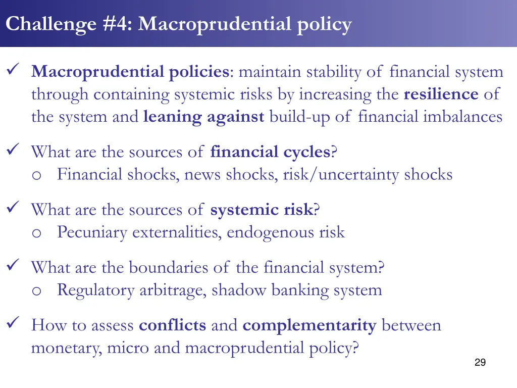 challenge 4 macroprudential policy