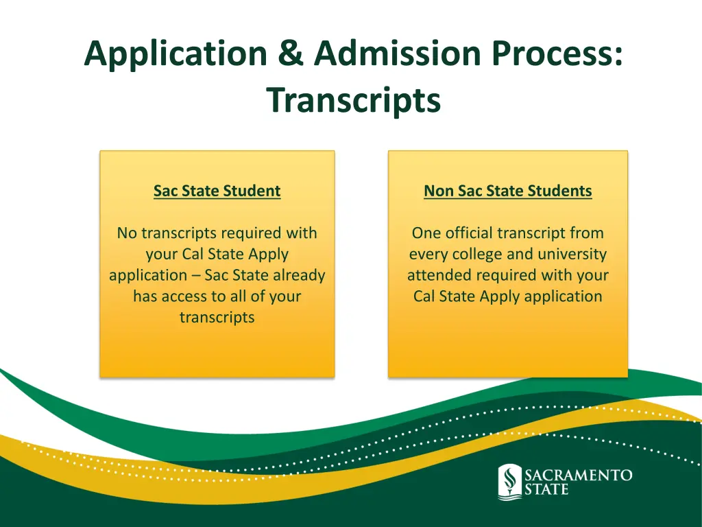 application admission process transcripts