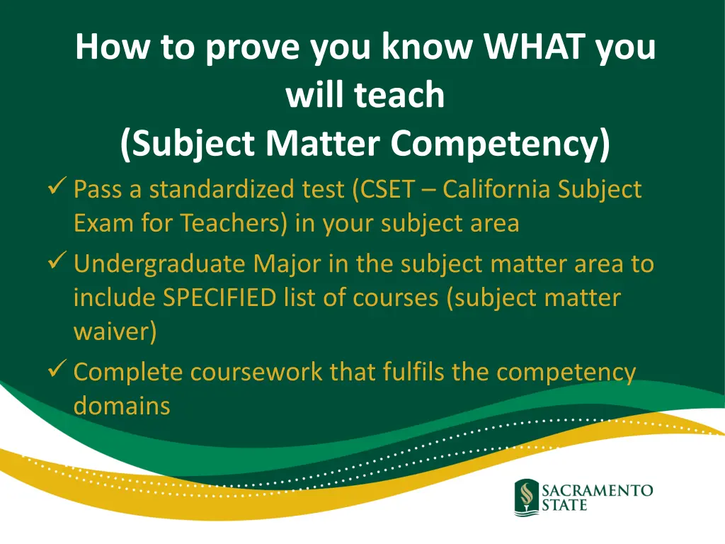 how to prove you know what you will teach subject