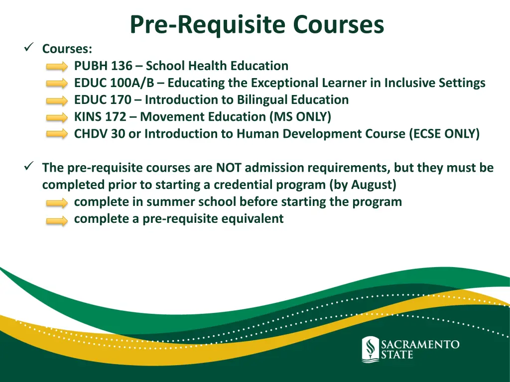 pre requisite courses