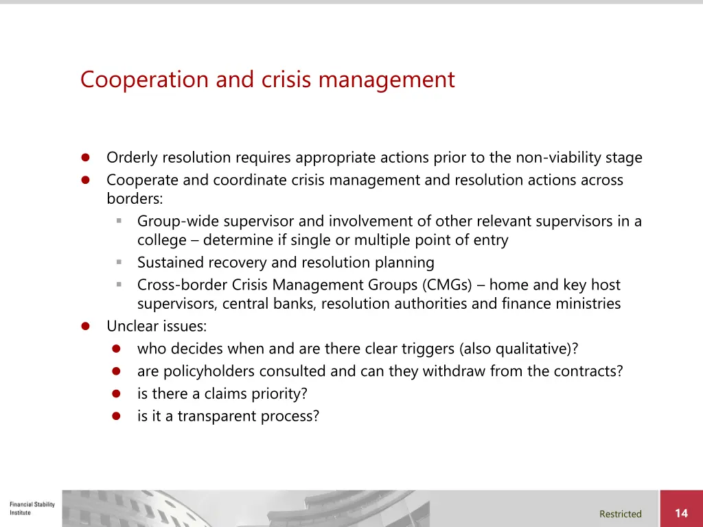 cooperation and crisis management