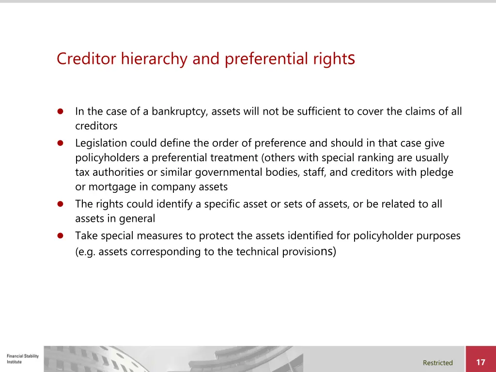 creditor hierarchy and preferential right s