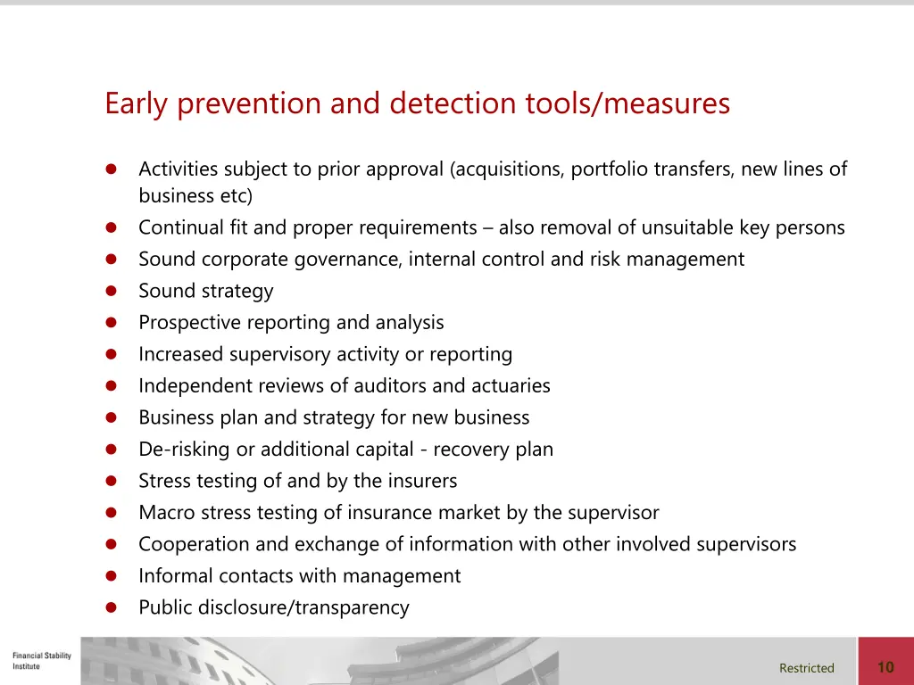 early prevention and detection tools measures
