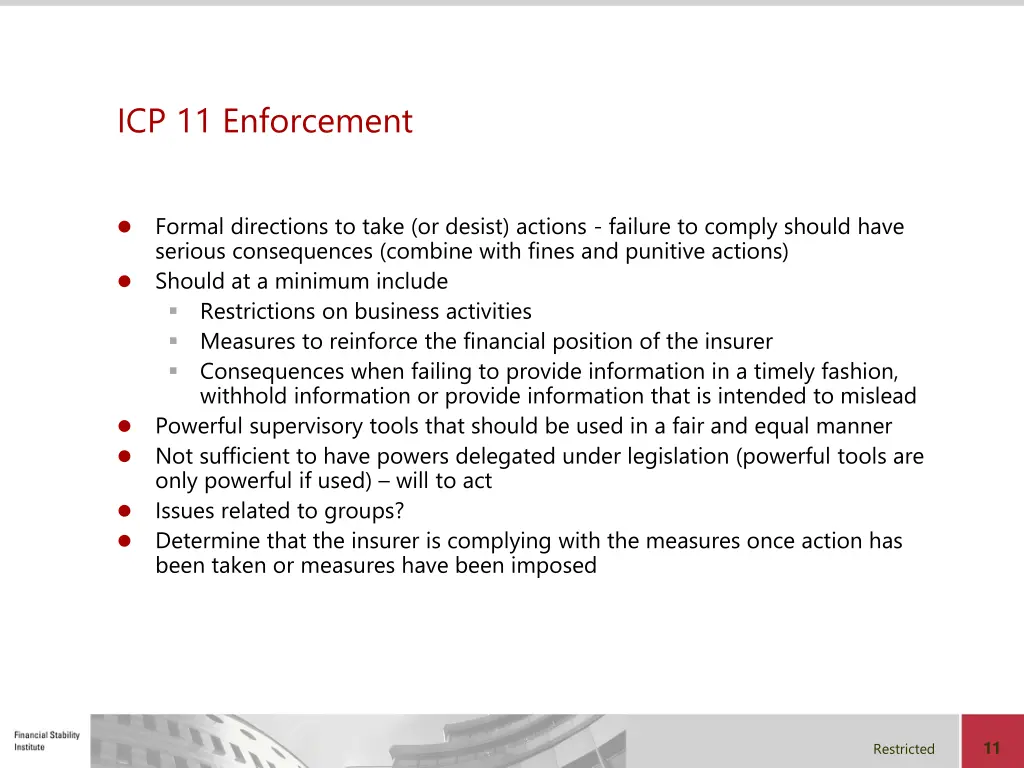 icp 11 enforcement