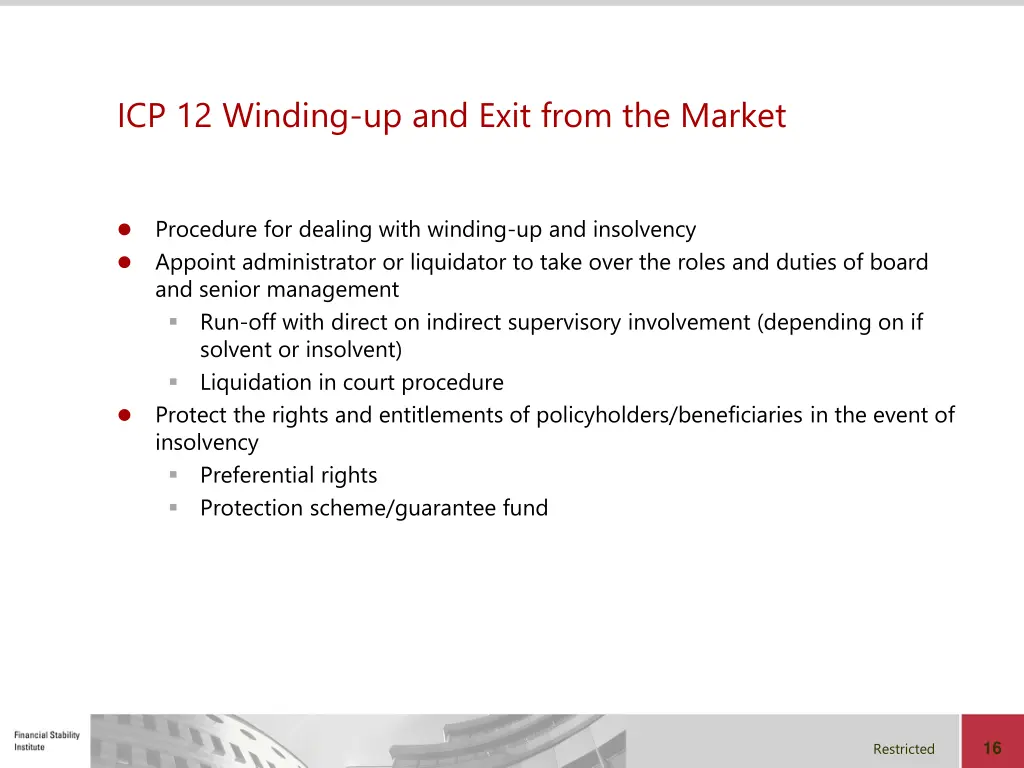 icp 12 winding up and exit from the market