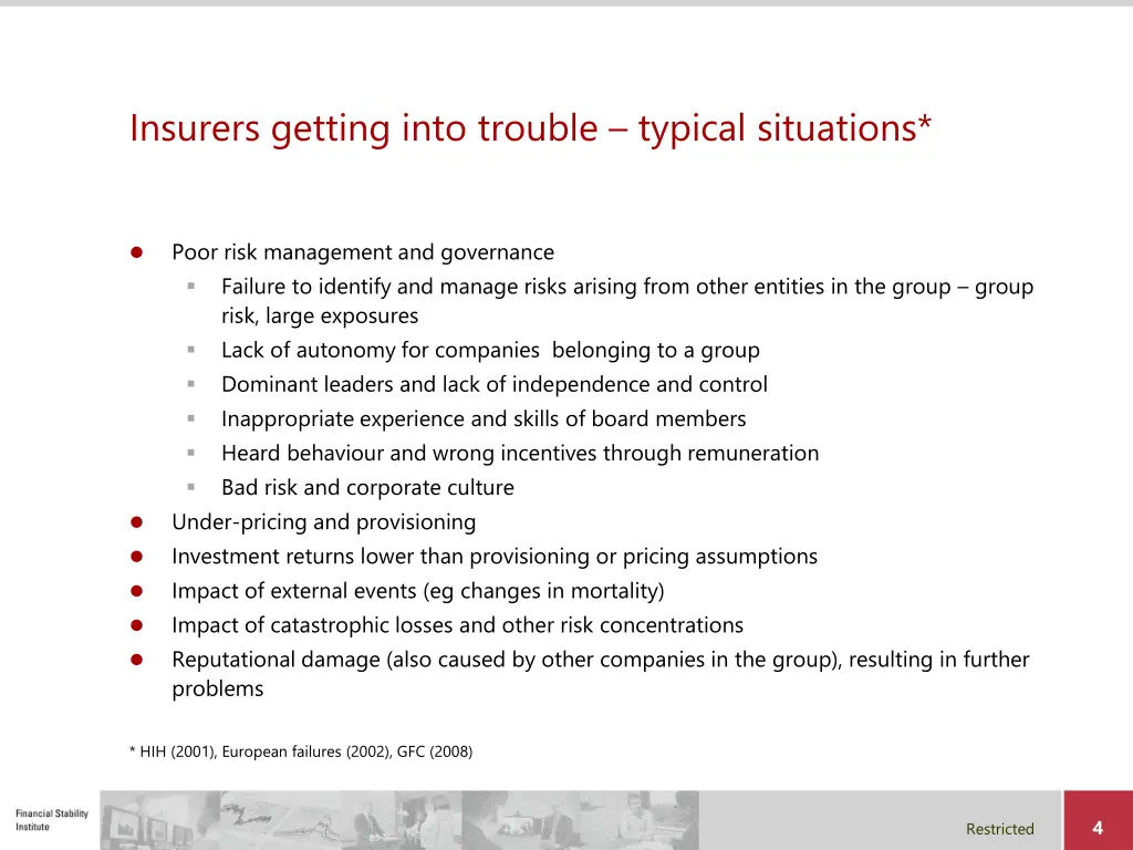 insurers getting into trouble typical situations