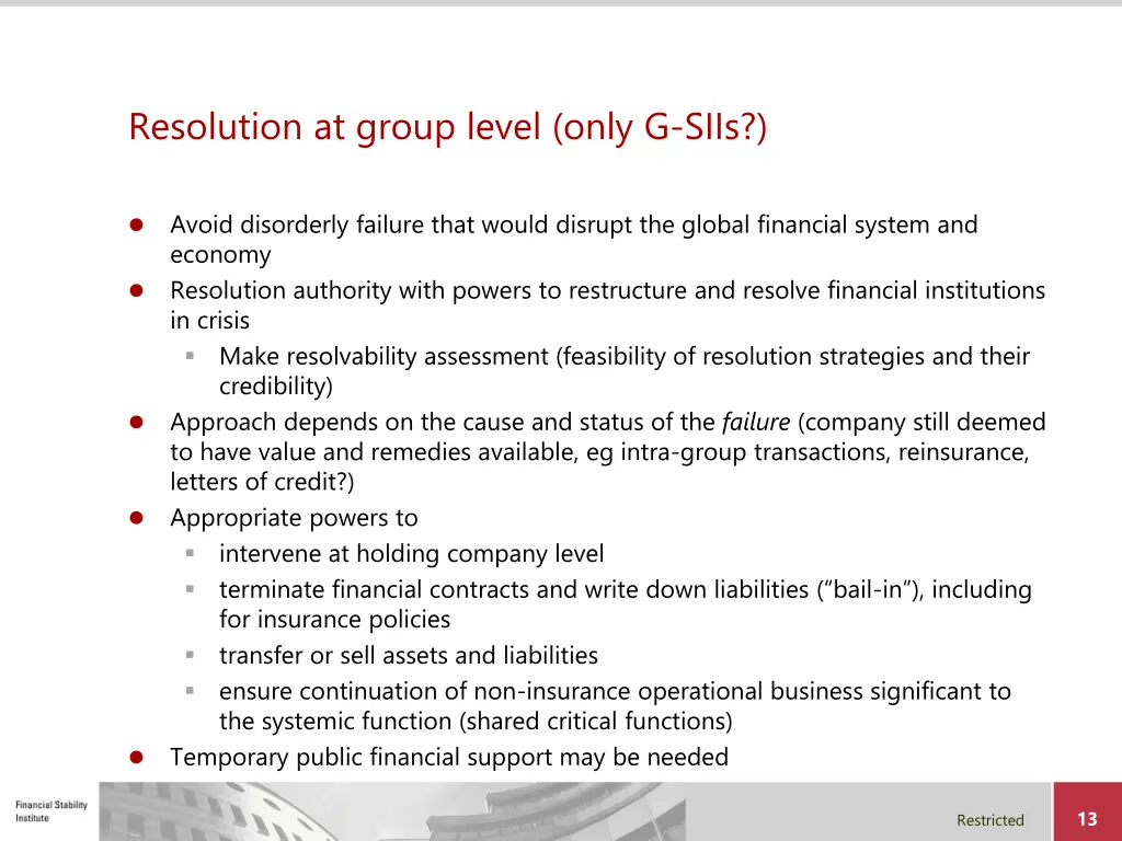 resolution at group level only g siis