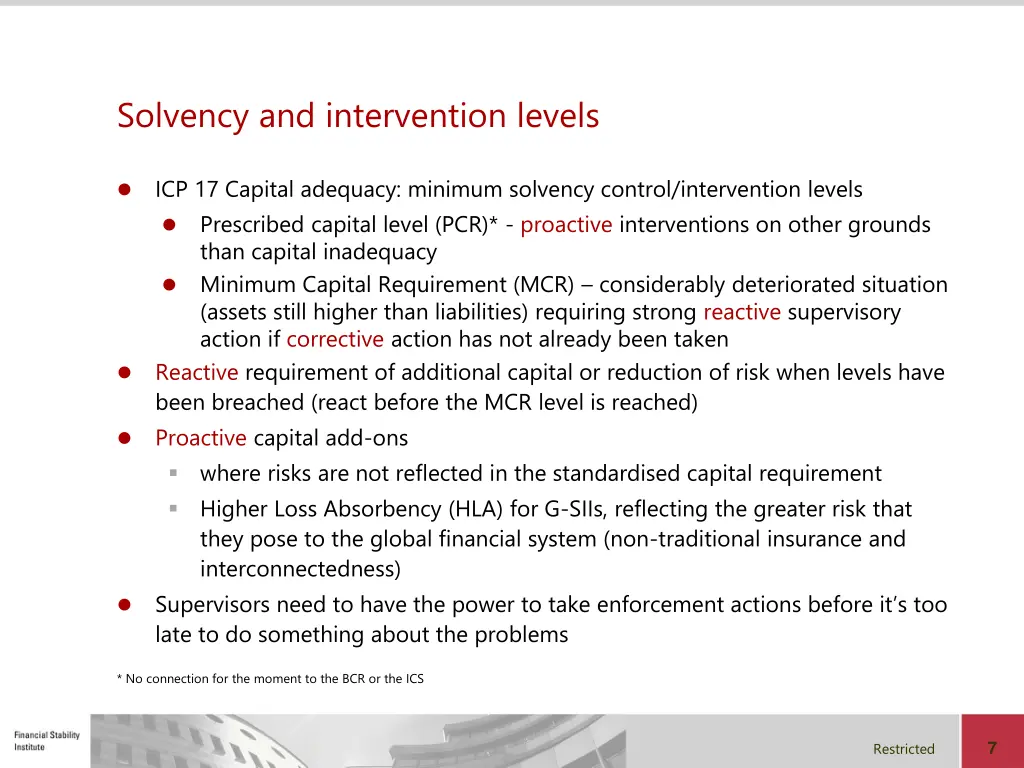 solvency and intervention levels