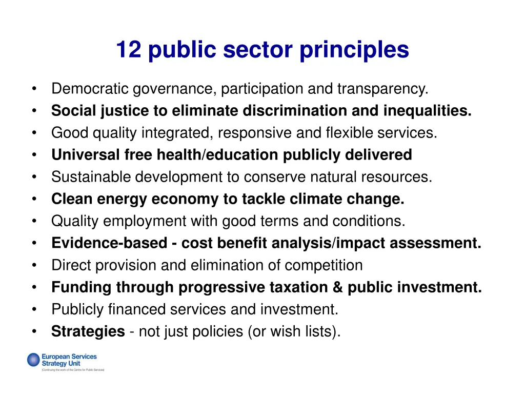 12 public sector principles