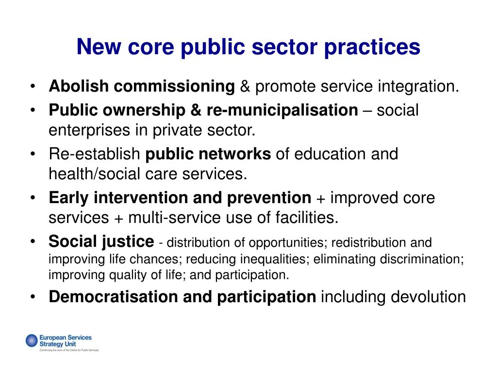 new core public sector practices