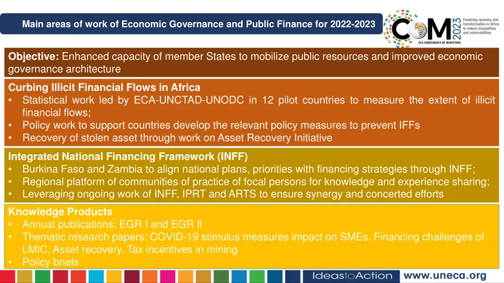 main areas of work of economic governance