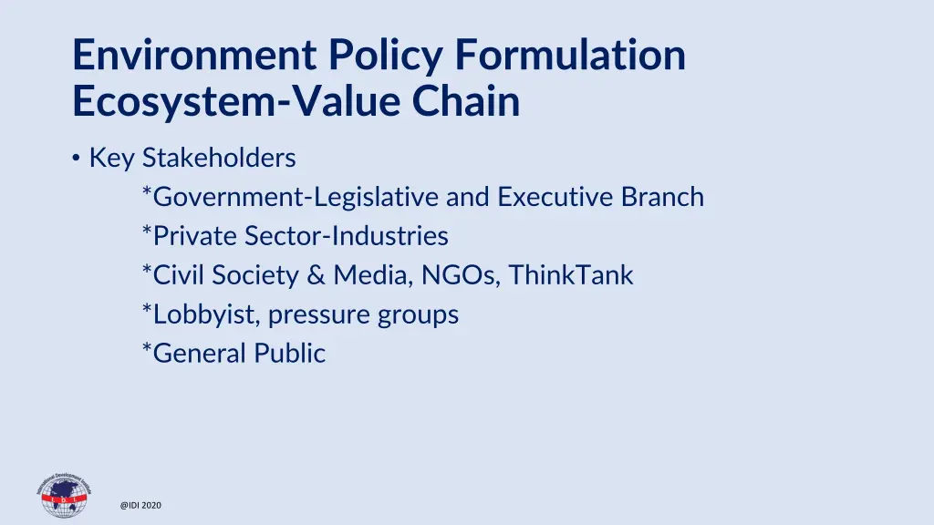 environment policy formulation ecosystem value