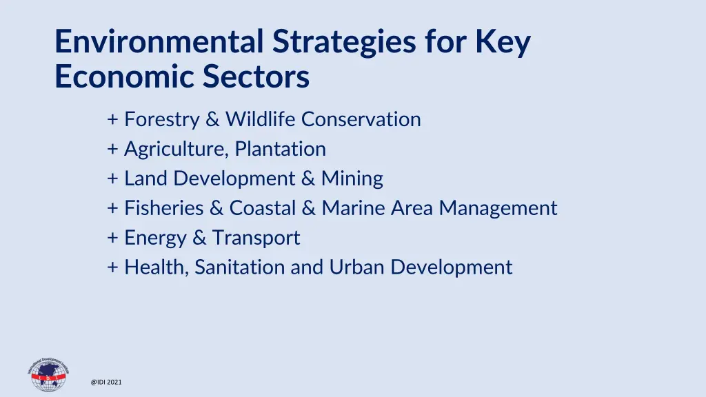 environmental strategies for key economic sectors