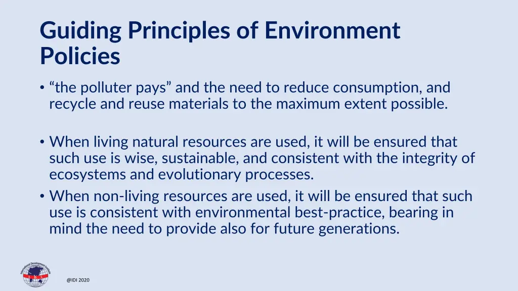 guiding principles of environment policies