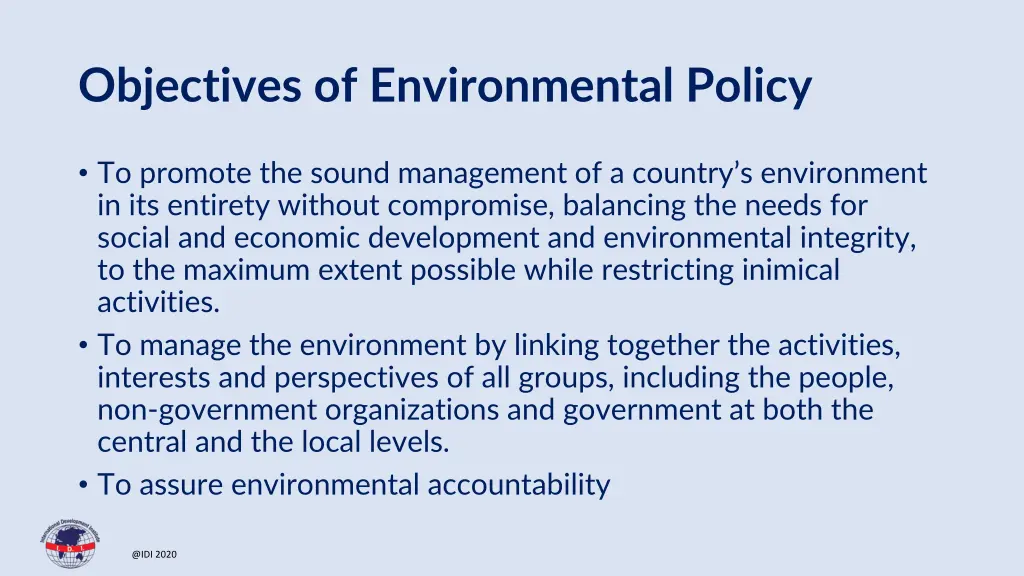 objectives of environmental policy