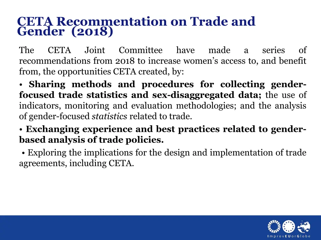 ceta recommentation on trade and gender 2018