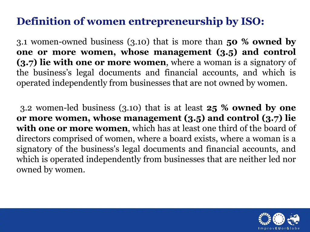 definition of women entrepreneurship by iso
