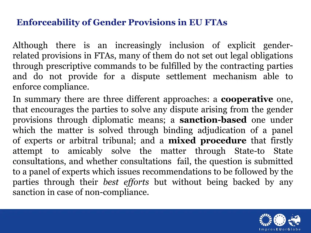 enforceability of gender provisions in eu ftas
