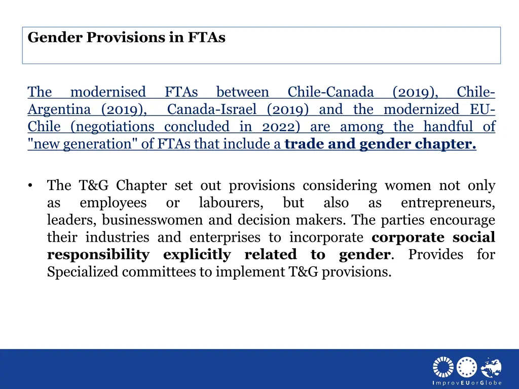 gender provisions in ftas