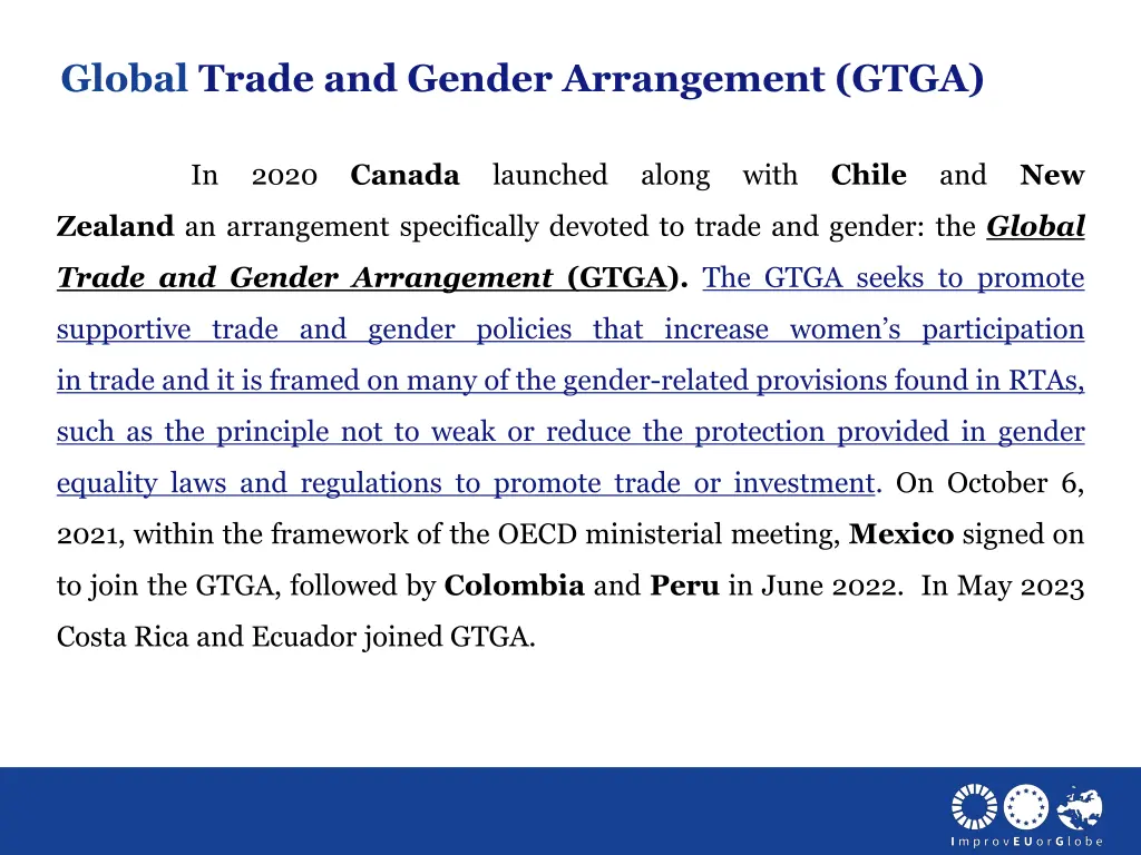 global trade and gender arrangement gtga