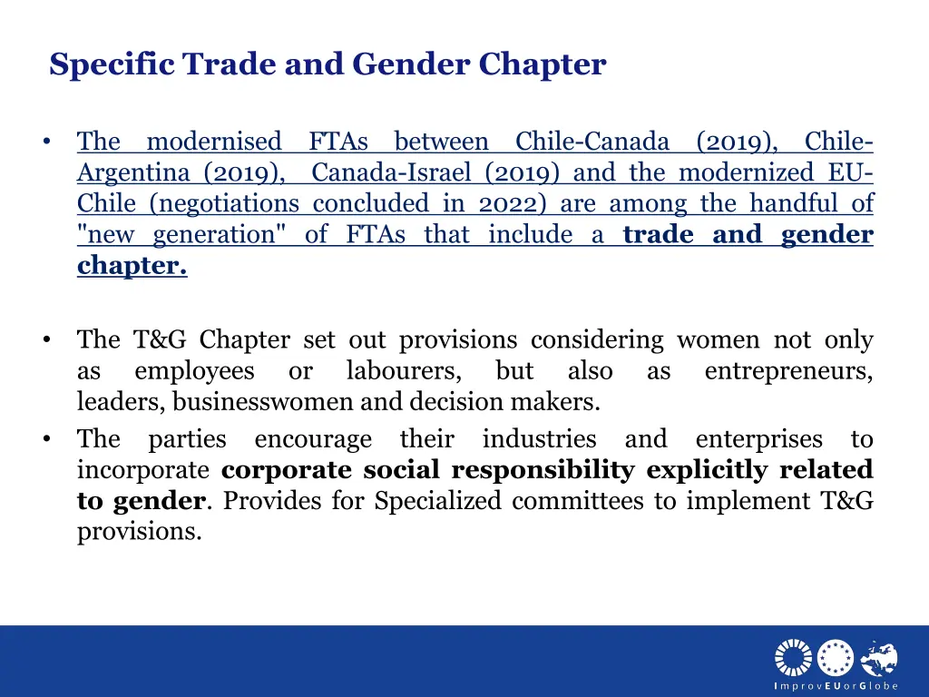 specific trade and gender chapter