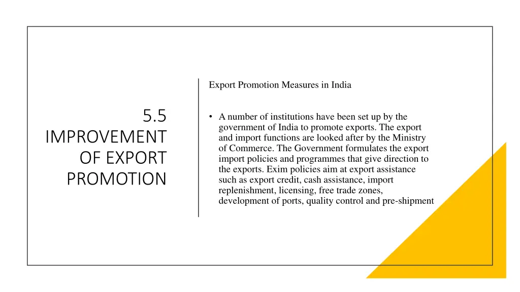 export promotion measures in india