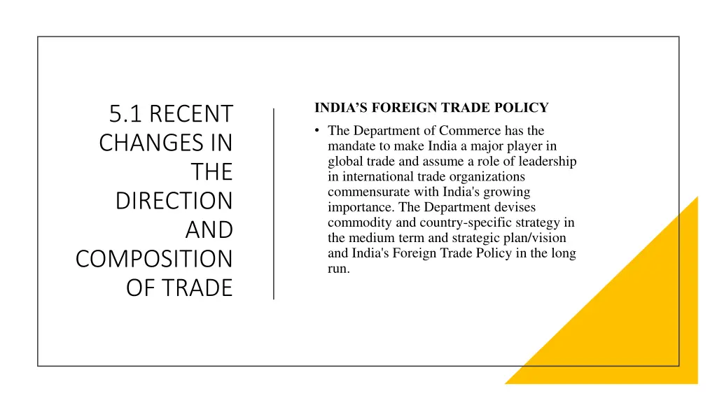 india s foreign trade policy the department
